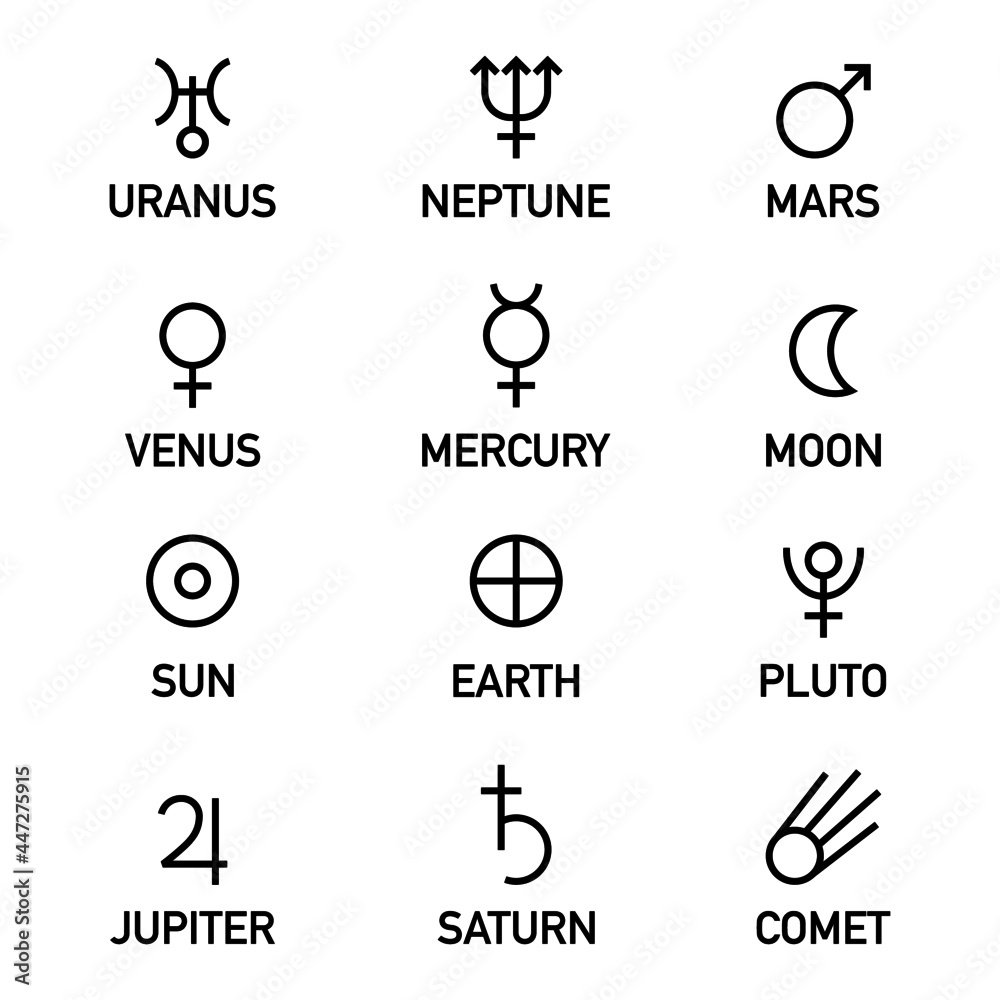 Planets symbols vector illustration set isolated on white background Planets symbols vector illustration set isolated on white background