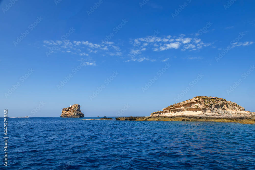 The rocky coastline of El Toro Marine Reserve in Mallorca, Spain