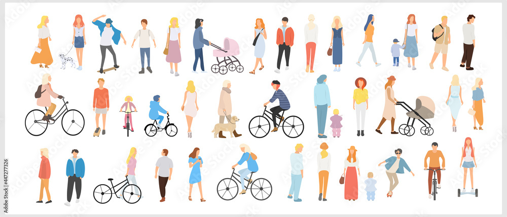 Set of people of different ages on a white background. Modern men and women. Set of people of different ages on a white background. Modern men and women.