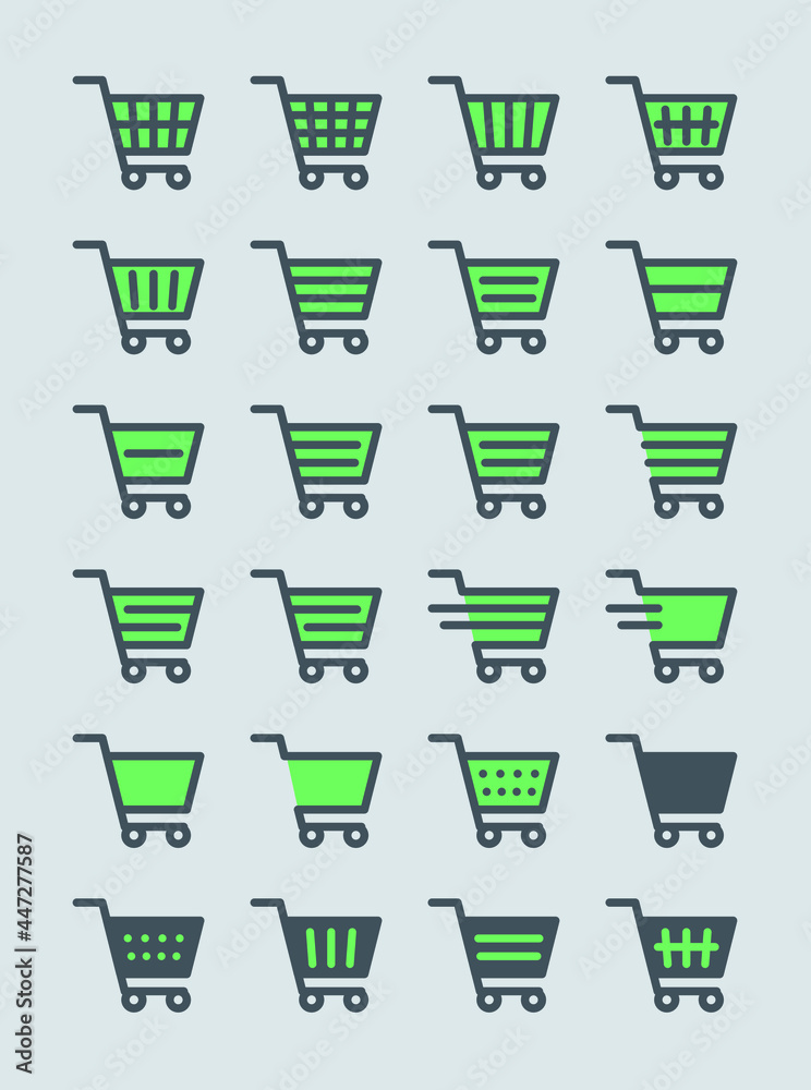 shopping cart set of icons green e-commerce shopping cart set of icons green e-commerce