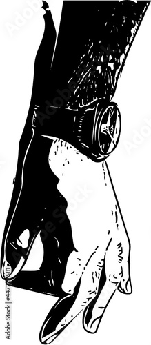 Vector illustration of a hand wearing a classic analogue wrist watch