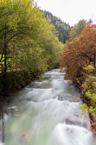 River at Stranghe. Village in the mountain in Italy.