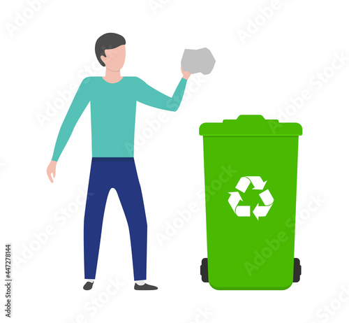 Person with garbage can