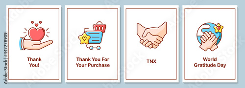World appreciation day celebration greeting cards with color icon element set. Postcard vector design. Decorative flyer with creative illustration. Notecard with congratulatory message
