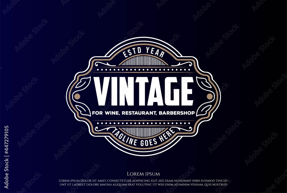 Obraz premium Hipster Luxury Vintage Badge Emblem Label Logo Design Vector