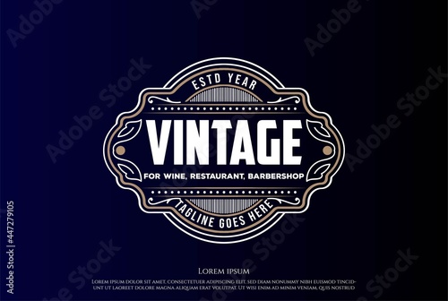 Hipster Luxury Vintage Badge Emblem Label Logo Design Vector