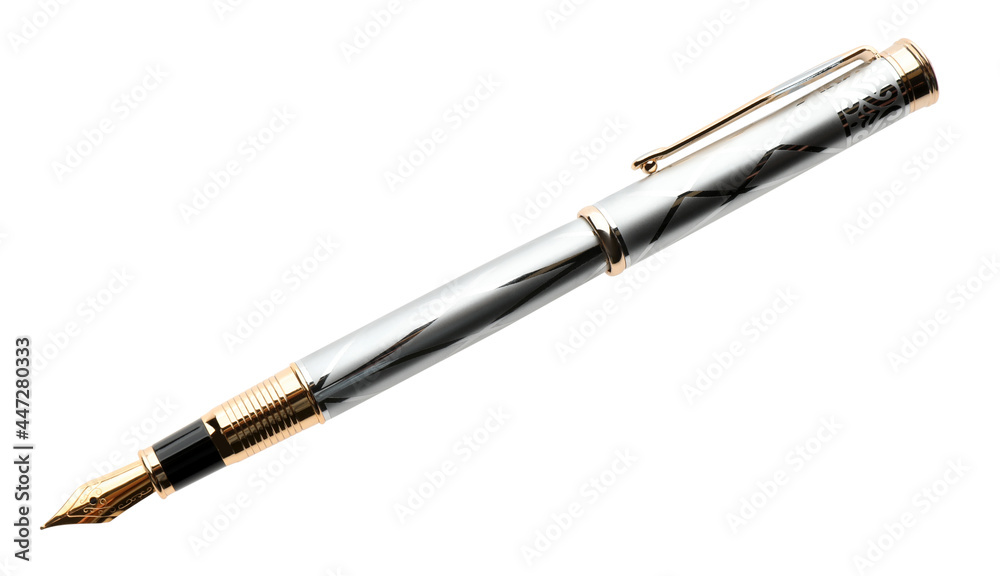 Stylish fountain pen isolated on white. Stationery Stylish fountain pen isolated on white. Stationery