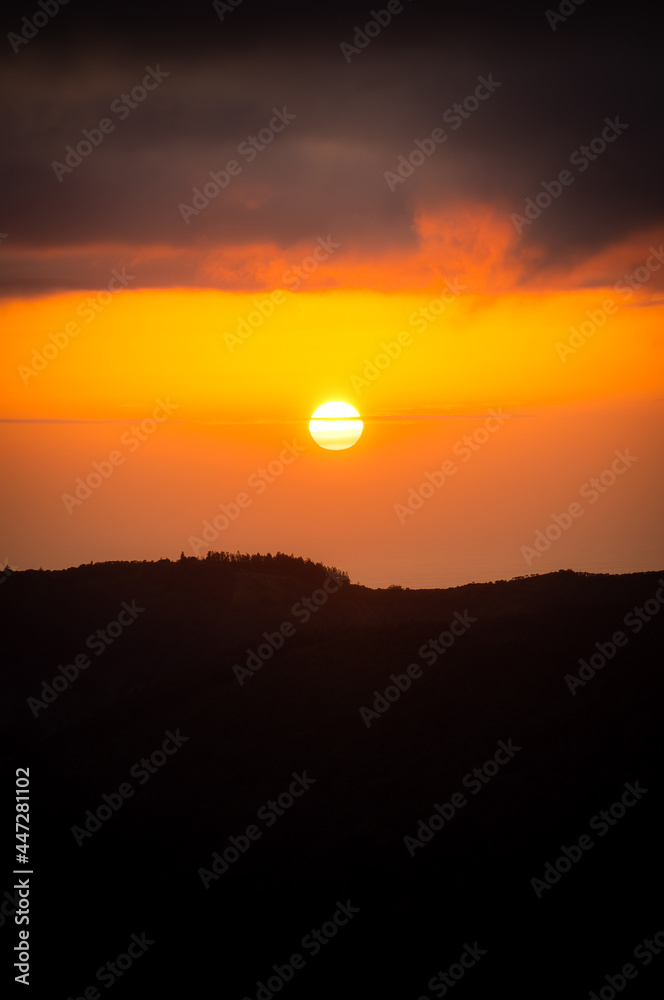 Sunset over Sete Cidades in Sao Miguel, Azores
