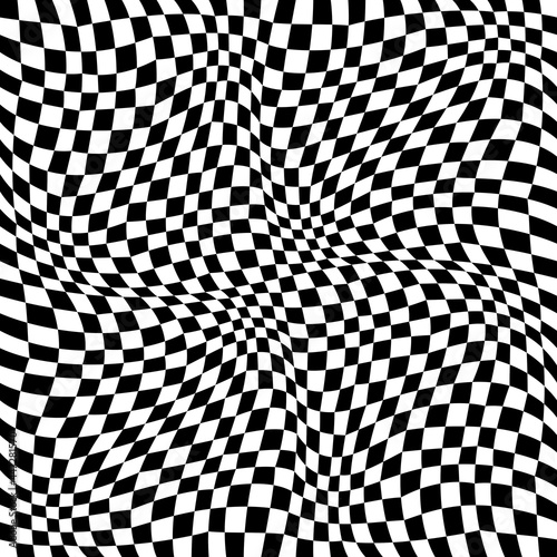 Canvas with race flag. Vector 3D checker flag. Seamless black and white squares make pattern.
