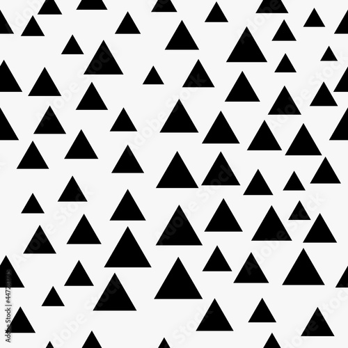 Black triangles repeated sample. Vector seamless wallpaper.
