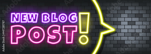 New blog post neon text on the stone background. New blog post. For business, marketing and advertising. Vector on isolated background. EPS 10