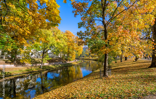 Autumn in central public park of Riga - the capital and largest city of Latvi...