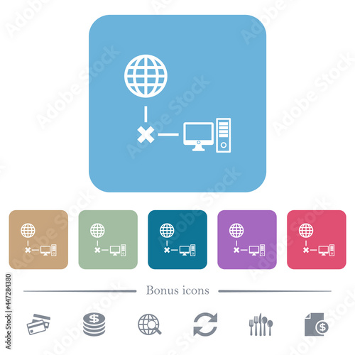 Offline computer flat icons on color rounded square backgrounds