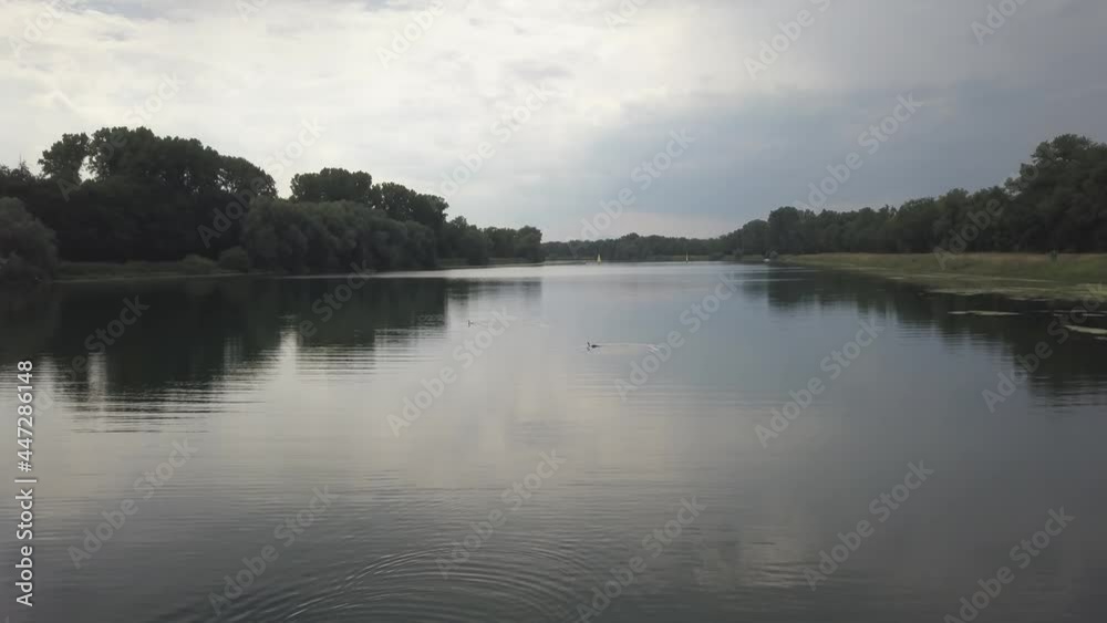 Dlog flat Aerial drone landscape Rhine river and its beautifulk nature. Germany Dlog flat Aerial drone landscape Rhine river and its beautifulk nature. Germany