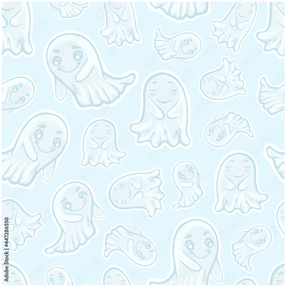pattern seamless ghosts cute on blue background spirit halloween supernatural baby vector textile background wallpaper gentle baby illustration print pattern seamless ghosts cute on blue background spirit halloween supernatural baby vector textile background wallpaper gentle baby illustration print