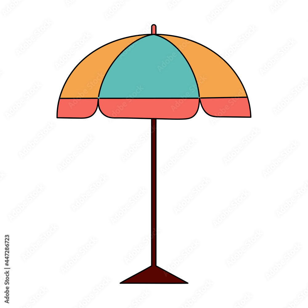 Beach summer umbrella. Simple illustration isolated on white background. Summer icon Beach summer umbrella. Simple illustration isolated on white background. Summer icon