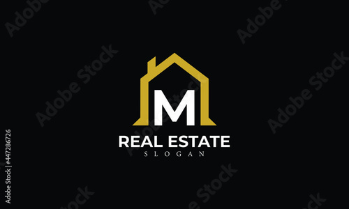 Alphabet M Real Estate Monogram Vector Logo Design, Letter M House Icon Template