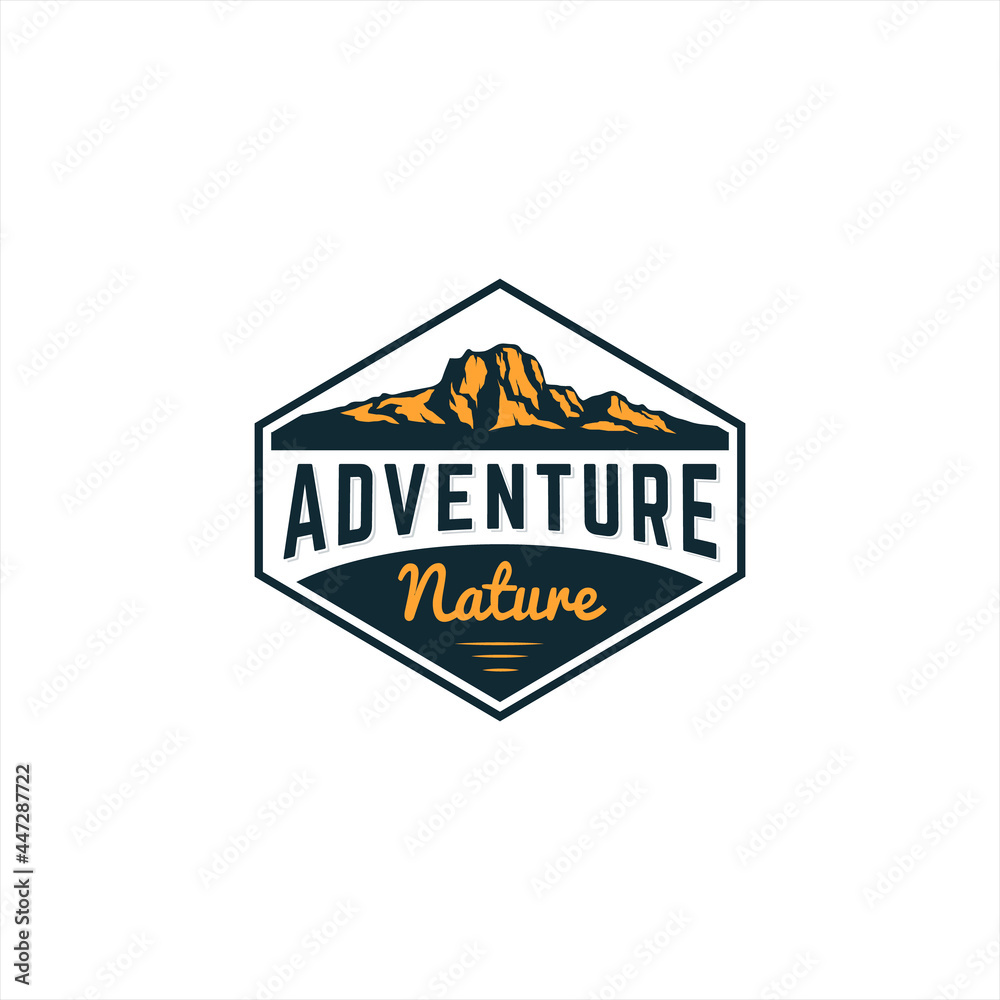 Adventure nature mountain logo design with classic vintage style