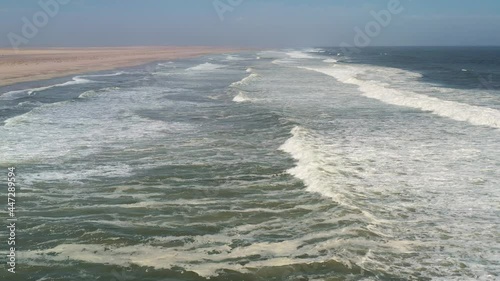 Flight over the Atlantic ocean on Skeleton Coast