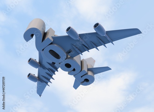Cuadro en lienzo 3D illustration of 2095 text with plane wings