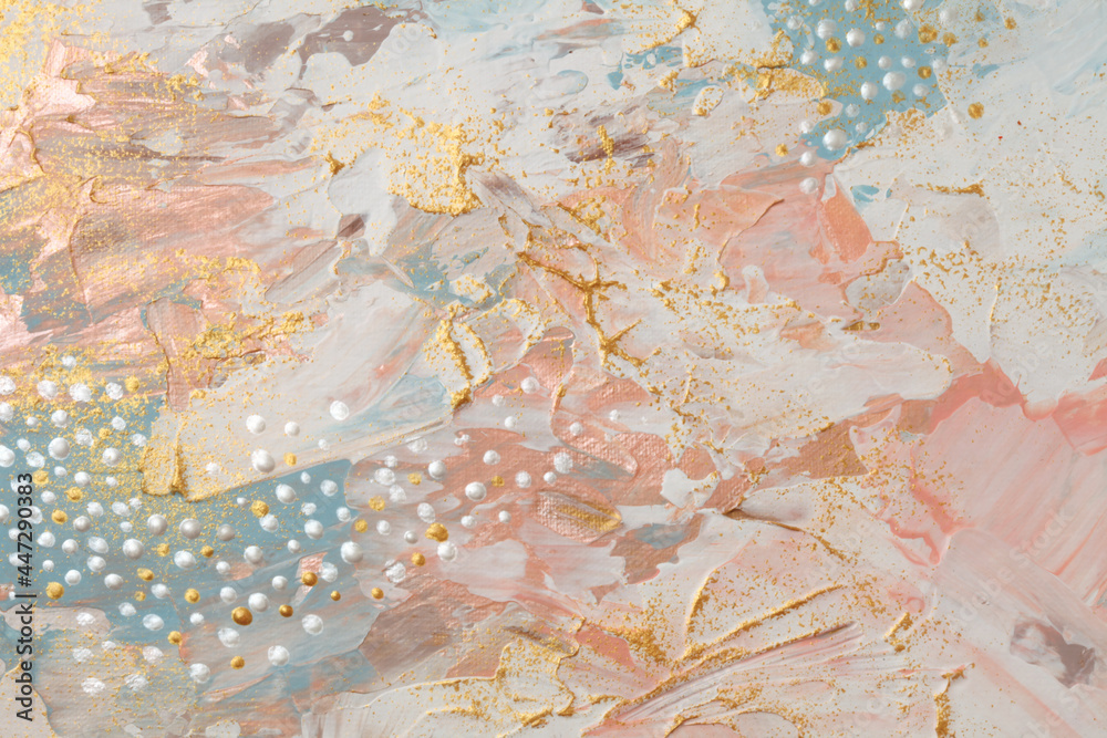 Art Abstract acrylic and watercolor smear blot painting. Beige, pink and gold Color canvas texture horizontal background. Art Abstract acrylic and watercolor smear blot painting. Beige, pink and gold Color canvas texture horizontal background.