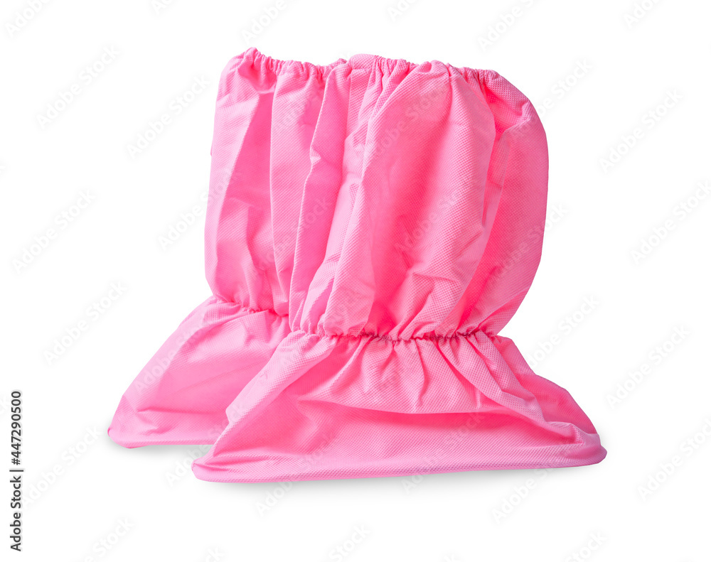 Medical Disposable Pink Shoe Cover isolated on white background.