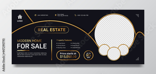 Real estate house sale horizontal banner template