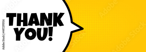 Thank you. Speech bubble banner with Thank you text. Loudspeaker. For business, marketing and advertising. Vector on isolated background. EPS 10
