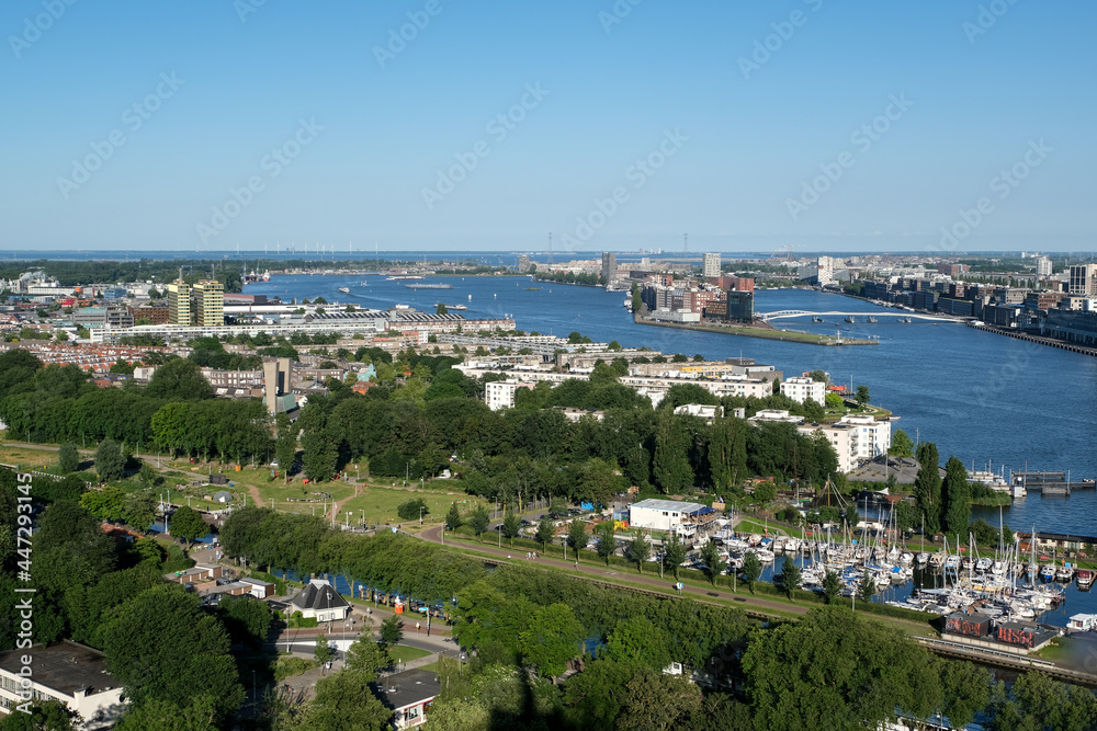 Spectacular view over the Skyline of Amsterdam, Netherlands, Europe