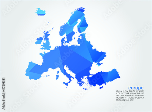 europe map blue Color on white background