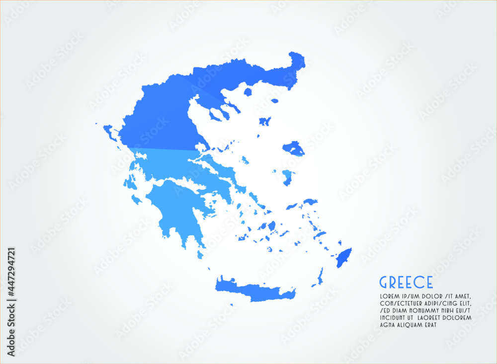 Greece map blue Color on white background polygonal	