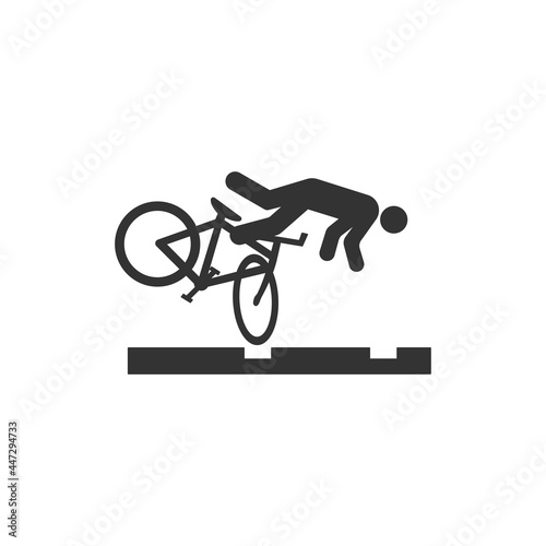 Cyclist accident icon isolated on white background. Caution symbol modern, simple, vector, icon for website design, mobile app, ui. Vector Illustration
