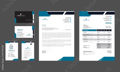 Modern blue professional business stationery set
