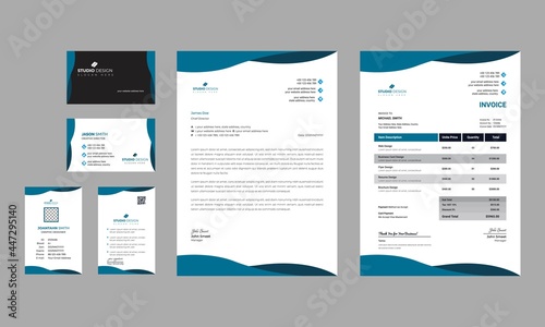 Modern blue professional business stationery set
