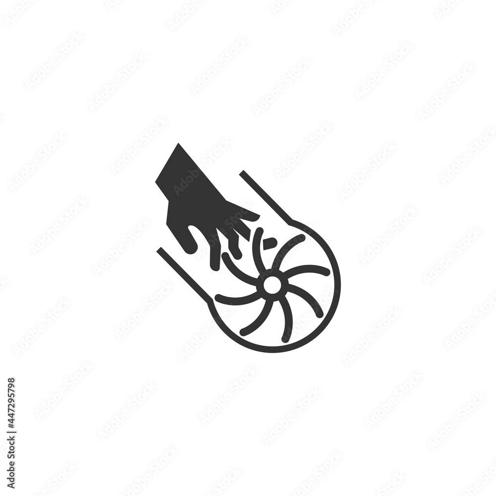 Cutting off fingers or hand icon isolated on white background. Caution symbol modern, simple, vector, icon for website design, mobile app, ui. Vector Illustration Cutting off fingers or hand icon isolated on white background. Caution symbol modern, simple, vector, icon for website design, mobile app, ui. Vector Illustration
