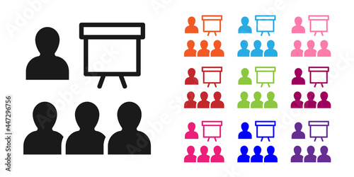 Black Training, presentation icon isolated on white background. Set icons colorful. Vector