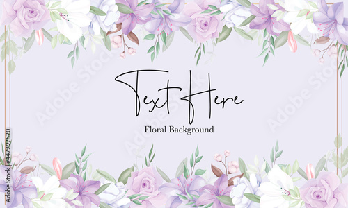 Romantic purple floral background template
