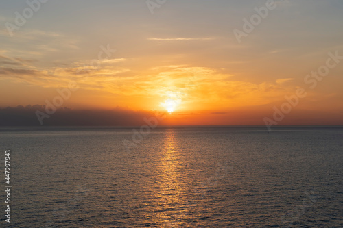 seascape with a beautiful sunset on the background of the sea © vvicca