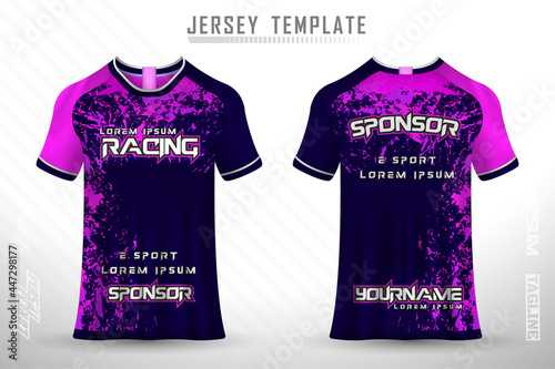 Front back tshirt design. Sports design for football, racing, cycling, gaming jersey vector.