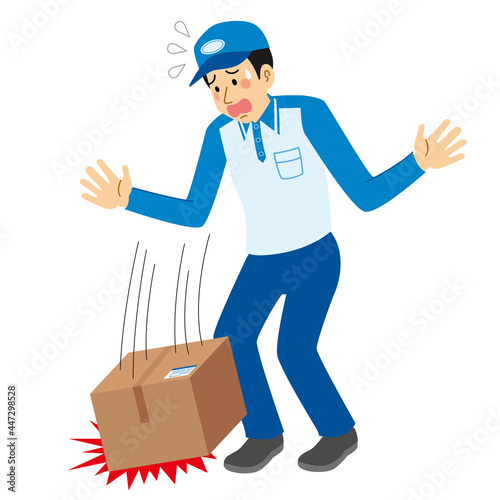 荷物を落とす運送業者