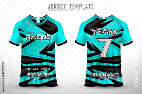 Front back tshirt design. Sports design for football, racing, cycling, gaming jersey vector.