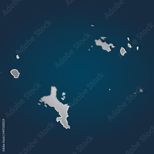Fototapeta Naklejka Na Ścianę i Meble -  Seychelles map 3D metallic silver with chrome, shine gradient on dark blue background. Vector illustration EPS10.