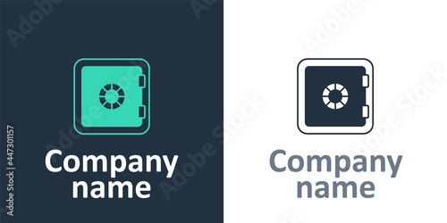 Logotype Safe icon isolated on white background. The door safe a bank vault with a combination lock. Reliable Data Protection. Logo design template element. Vector