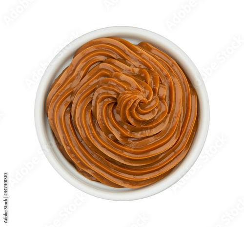 Boiled condensed milk, melted caramel cream, top view