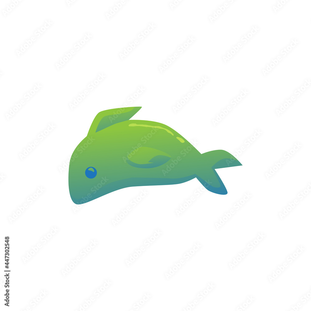 Green sweet jelly gummy candy in shape dolphin a vector isolated illustration. Green sweet jelly gummy candy in shape dolphin a vector isolated illustration.