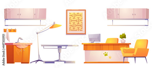 Veterinary vet clinic furniture and stuff isolated