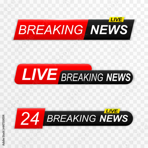 Breaking news background banners set. Breaking news, live broadcast, news screensaver.
