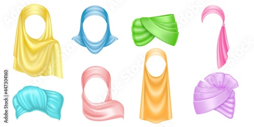 Colored turban and hijab, arab headdress