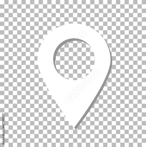 Map label icon on transparent background. Mark pointer sign. pin white symbol. flat style.