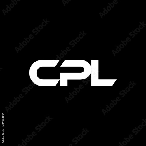 CPL letter logo design with black background in illustrator, vector logo modern alphabet font overlap style. calligraphy designs for logo, Poster, Invitation, ETC. photo